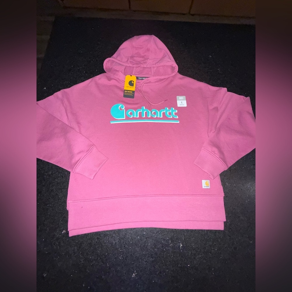 NEW CARHARTT PINK TENCEL™ FIBER SERIES LOOSE FIT GRAPHIC SOFT HOODIE SZ SMALL - Picture 5 of 14